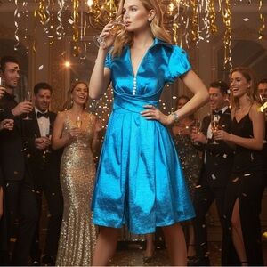 👗✨ Le Château Teal Fit-and-Flare Dress — New With Tags ✨👗